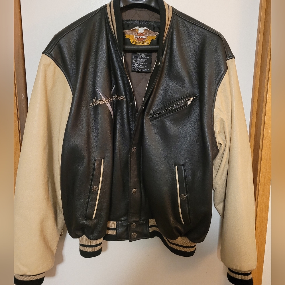 Harley Davidson Classic V Leather Bomber Varsity Jacket